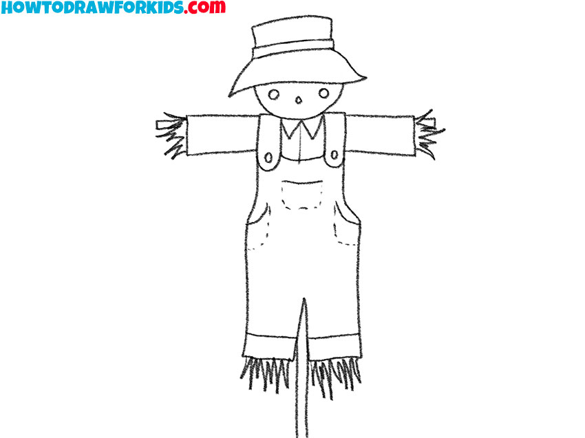 how to draw a scarecrow for kids