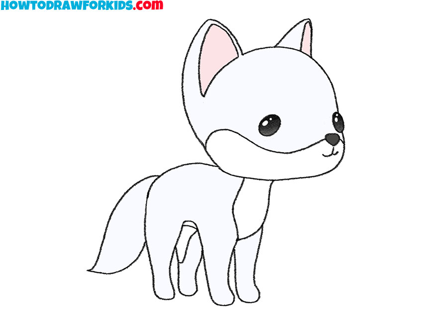 cute arctic fox drawing