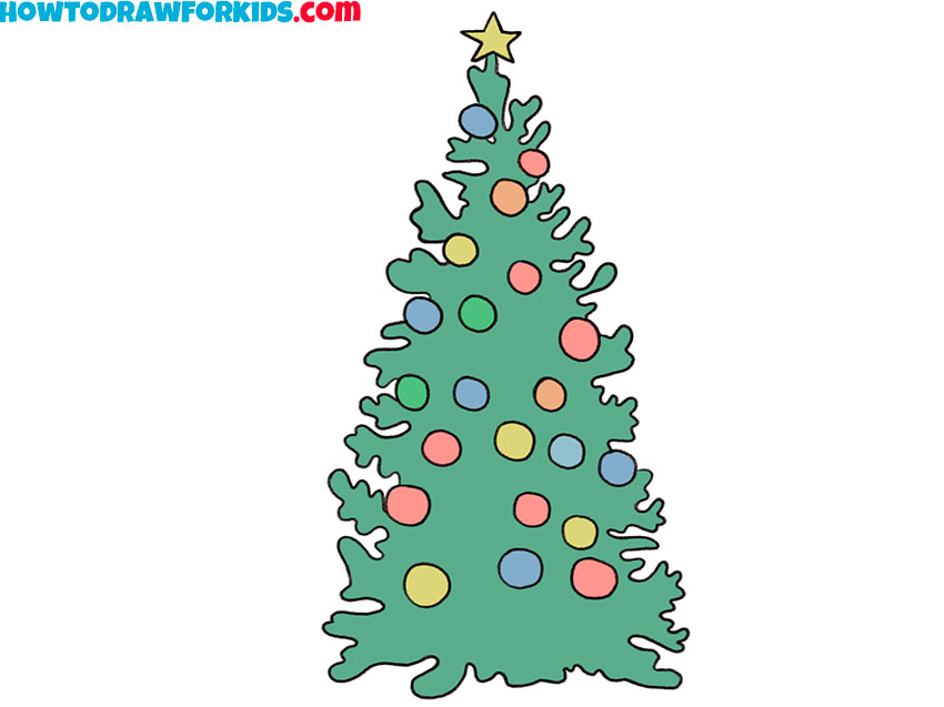 how to draw a christmas tree cute