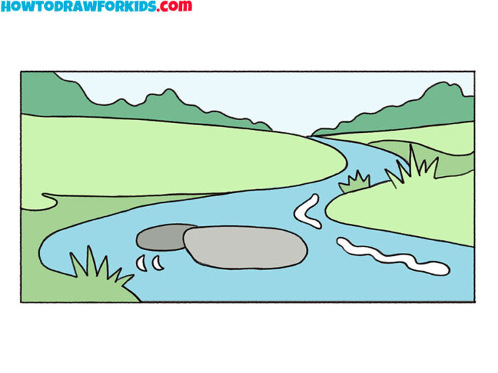 How to Draw a River Easy Drawing Tutorial For Kids