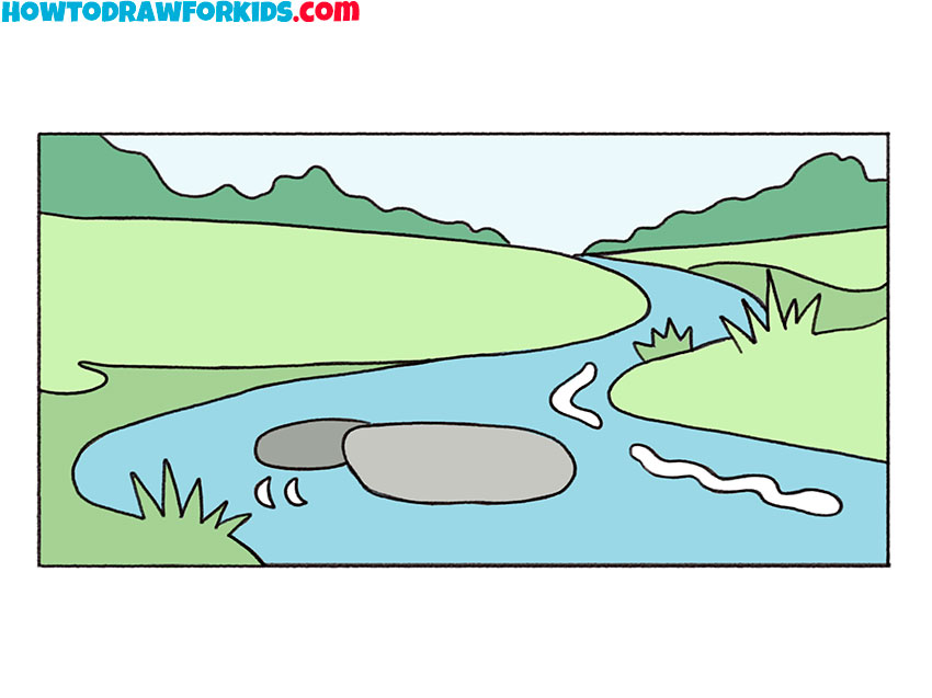 how to draw a river for kindergarten