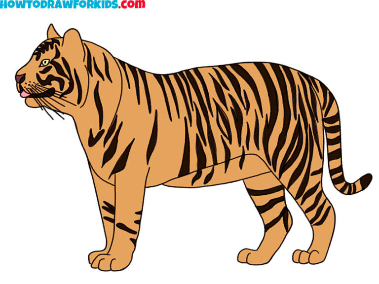 How To Draw A Realistic Tiger - Easy Drawing Tutorial For Kids