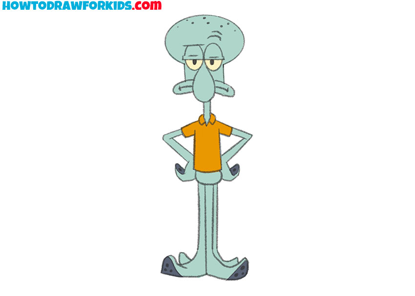 simple squidward drawing for kids