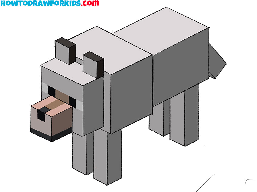 wolf from minecraft drawing guide