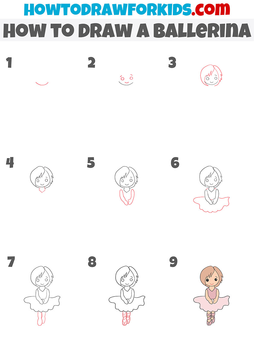 how to draw a ballerina step by step