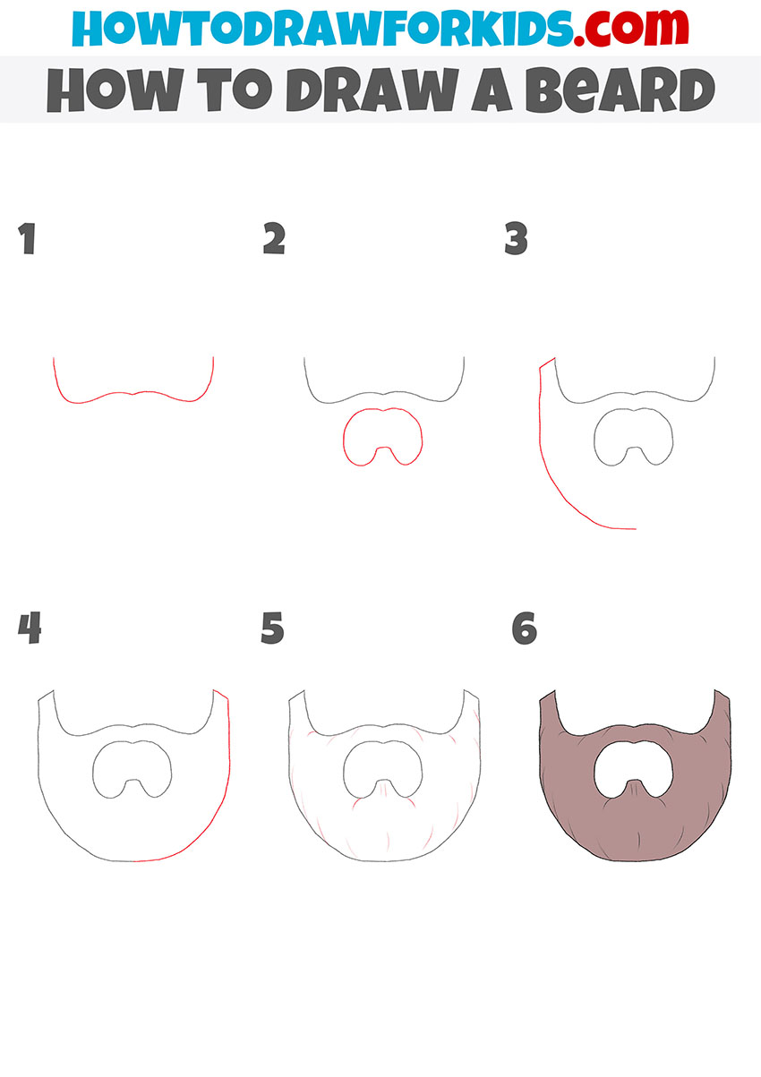 how to draw a beard step by step