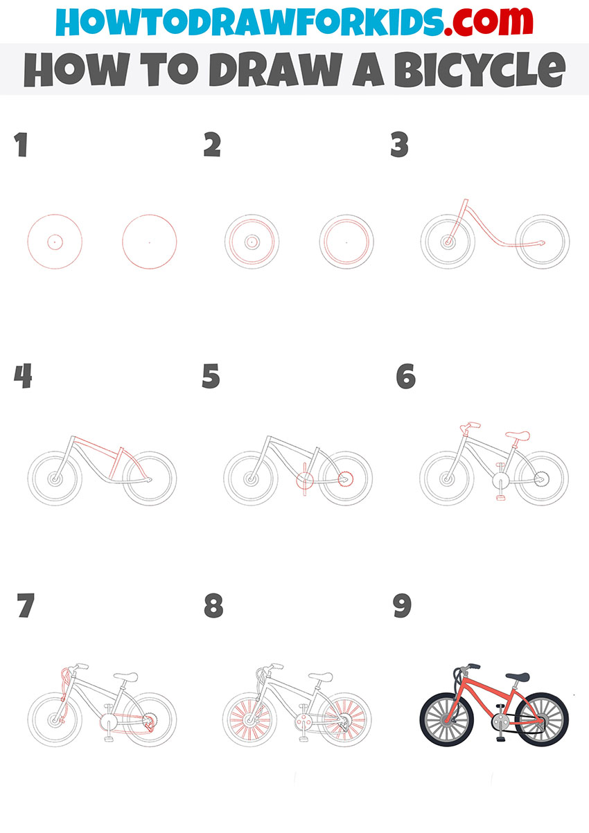 how to draw a bicycle step by step