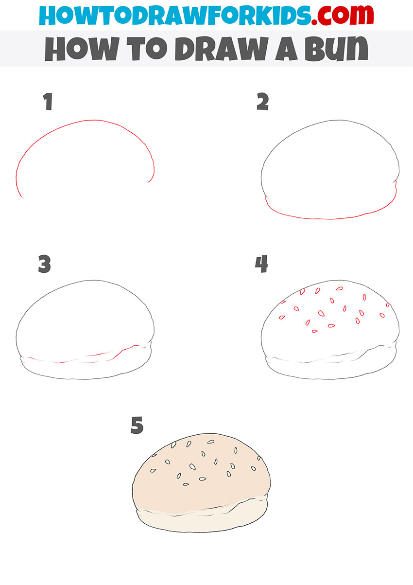 how to draw a bun step by step