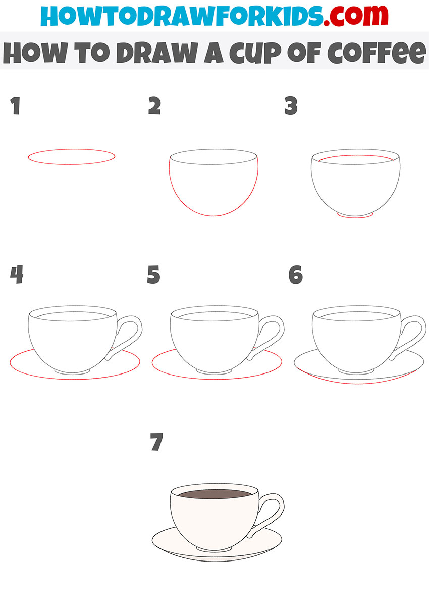 how to draw a cup of coffee step by step