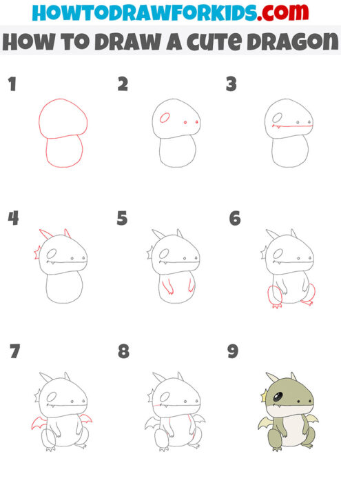 How to Draw a Cute Dragon - Easy Drawing Tutorial For Kids
