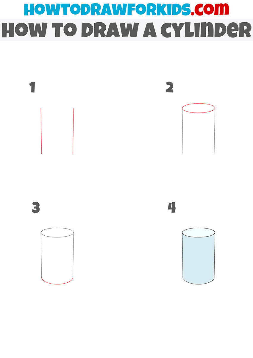 how to draw a cylinder step by step