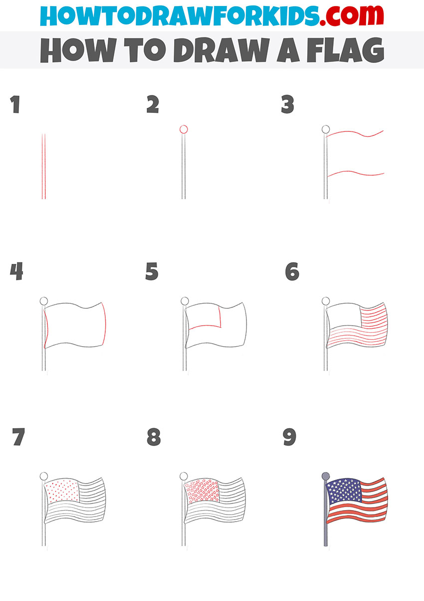 how to draw a flag step by step