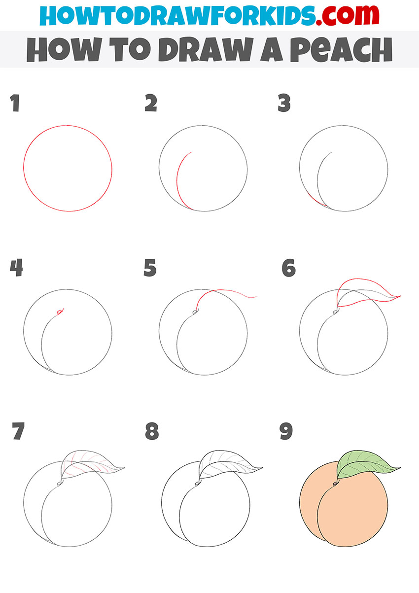 how to draw a peach step by step