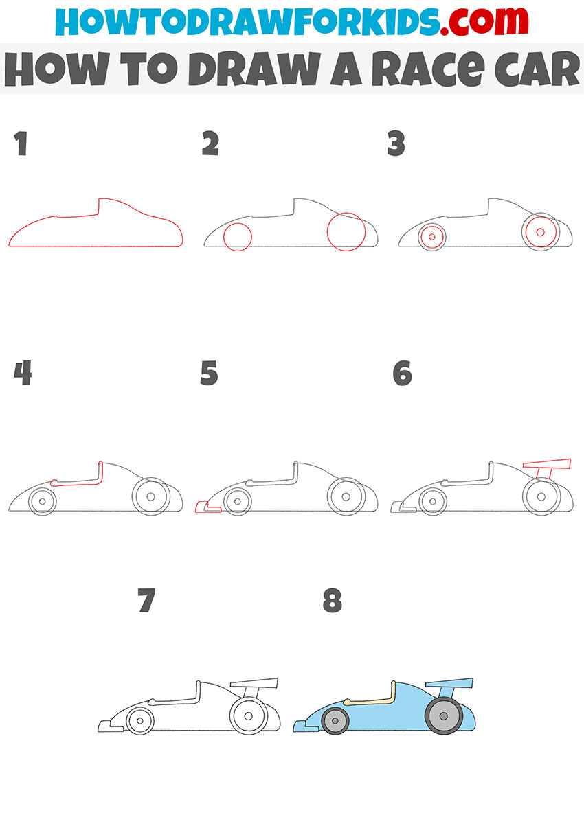 How to Draw a Race Car - Easy Drawing Tutorial For Kids