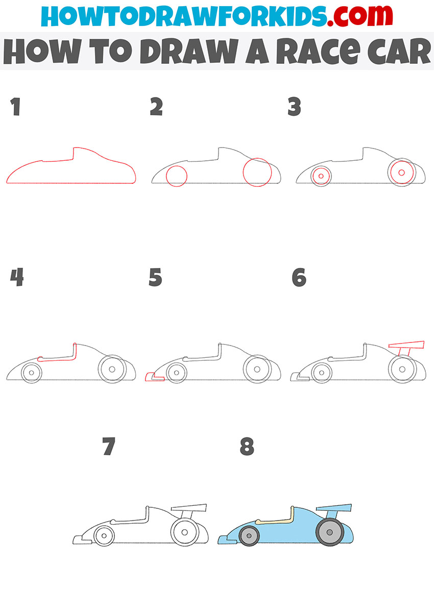 How To Draw A Race Car Easy Drawing Tutorial For Kids   How To Draw A Race Car Step By Step 