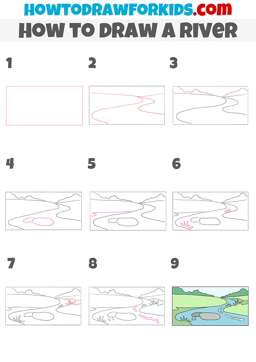 How to Draw a River Easy Drawing Tutorial For Kids