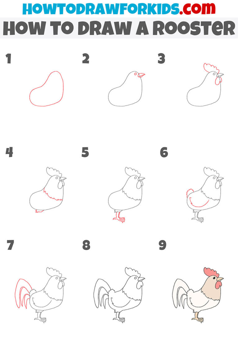 How to Draw a Rooster - Easy Drawing Tutorial For Kids