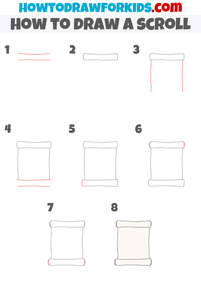 how to draw a scroll step by step