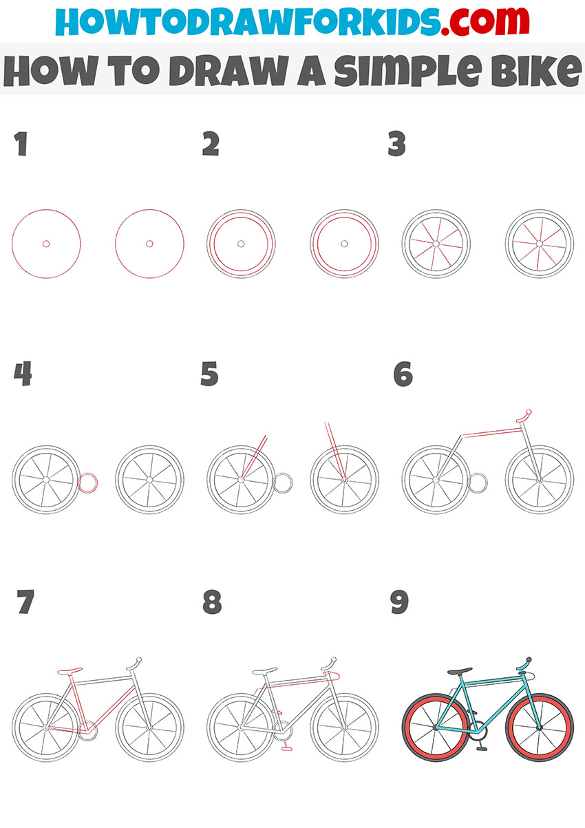 how to draw a simple bike step by step