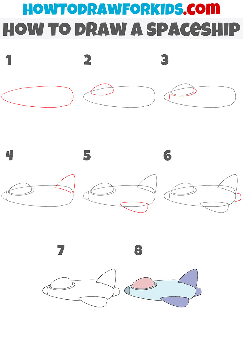 how to draw a spaceship step by step