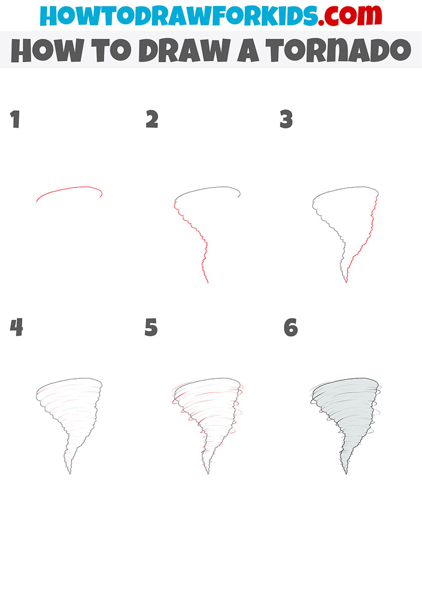 how to draw a tornado step by step