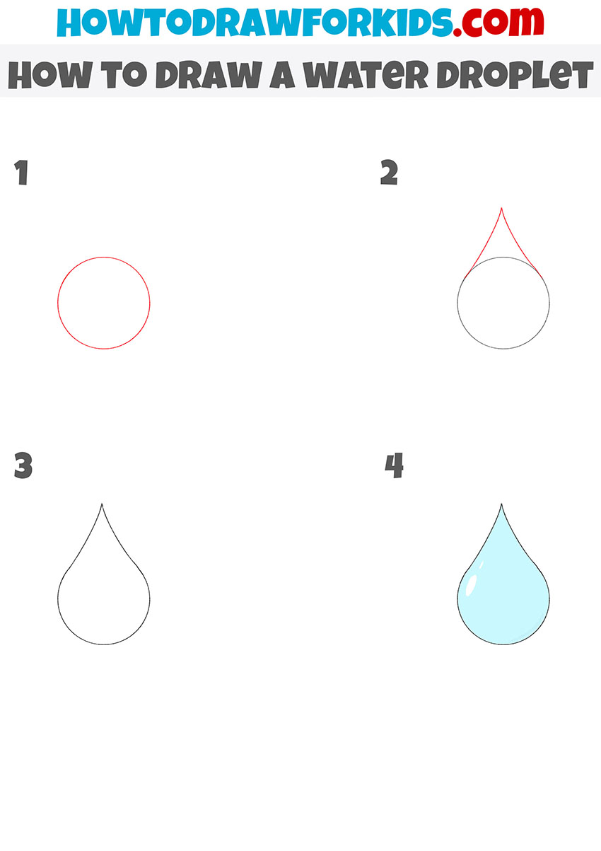 how to draw a water droplet step by step