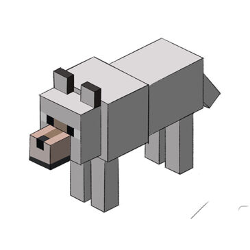 How to Draw a Wolf from Minecraft