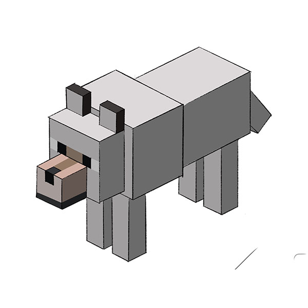 How to Draw a Wolf from Minecraft Drawing Tutorial For Kids
