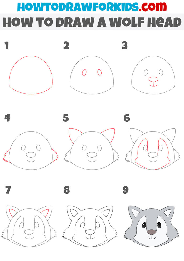 How to Draw a Wolf Face - Easy Drawing Tutorial For Kids