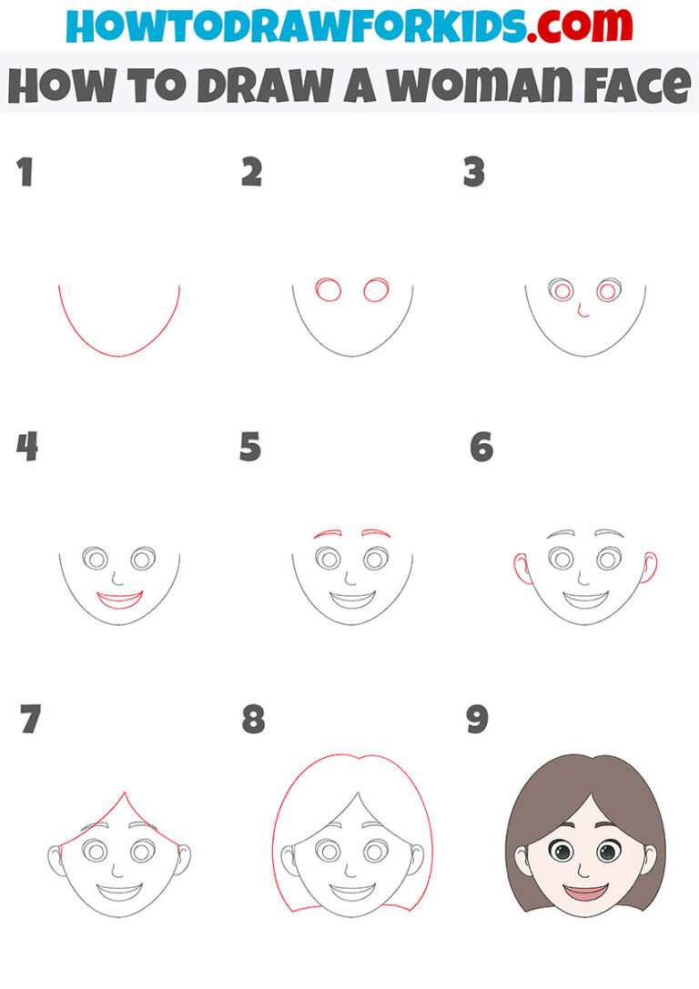 How to Draw a Woman Face - Easy Drawing Tutorial For Kids