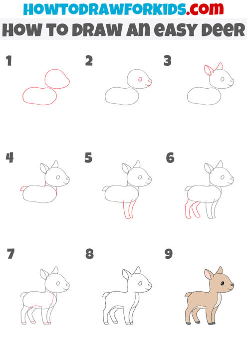How to Draw an Easy Deer - Easy Drawing Tutorial For Kids