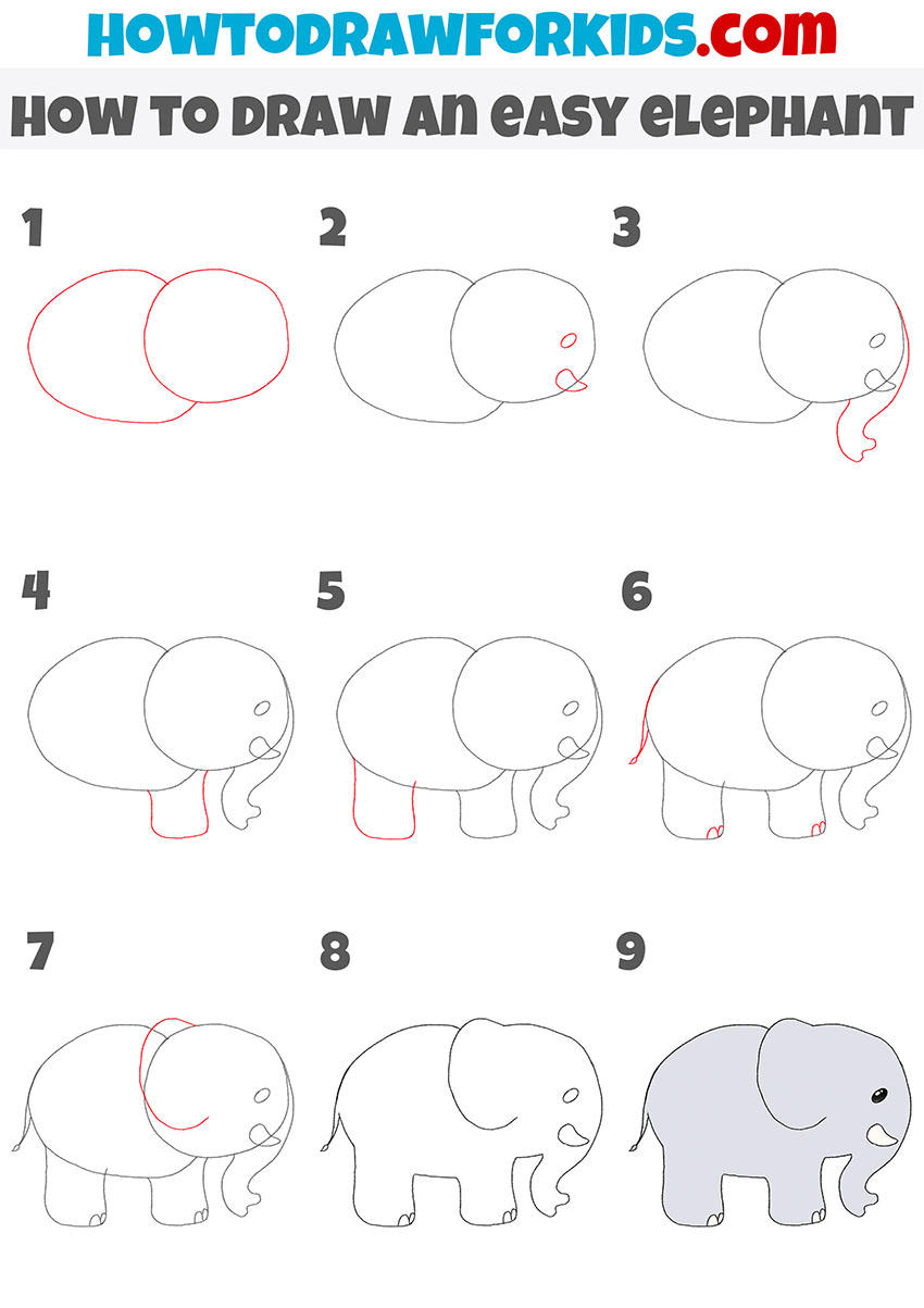 How to Draw an Easy Elephant - Easy Drawing Tutorial For Kids