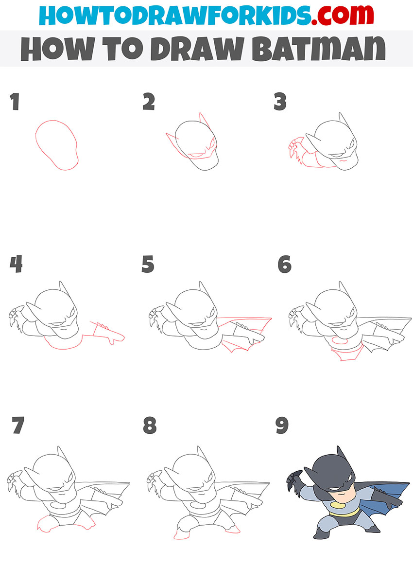 how to draw batman step by step