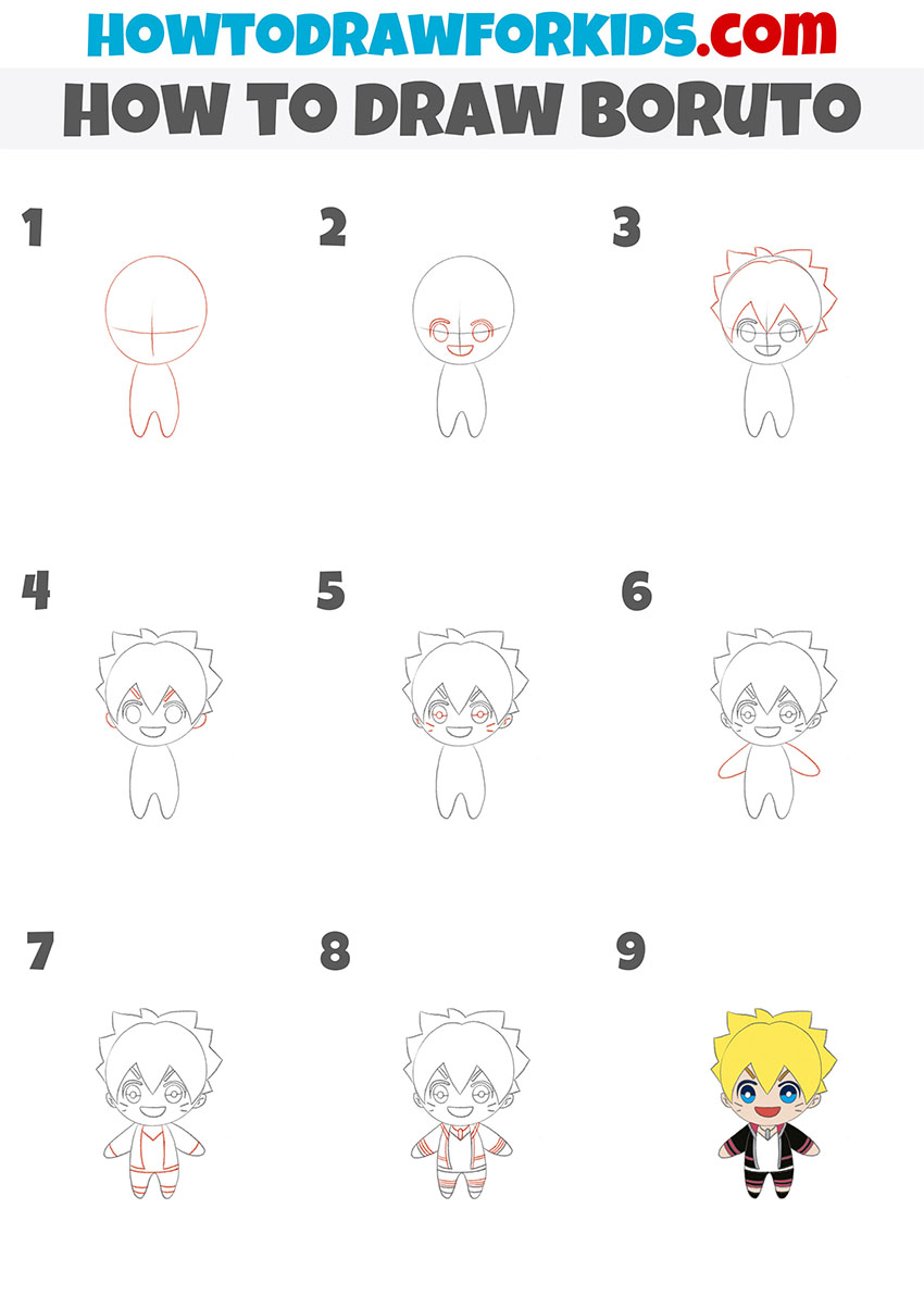 how to draw boruto step by step