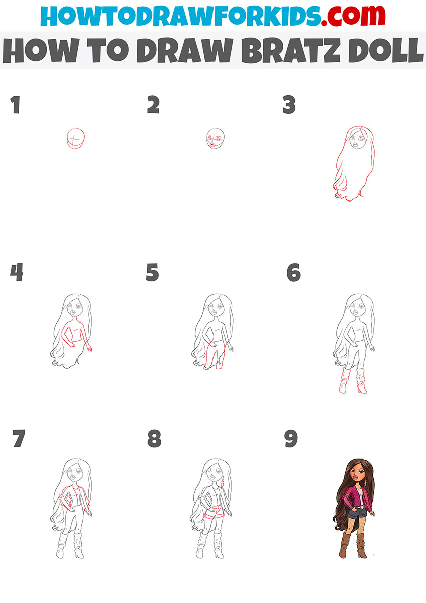 how to draw bratz doll step by step