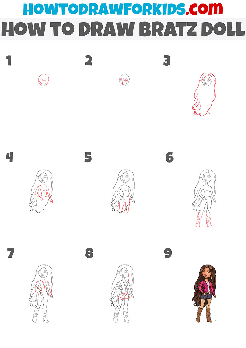 How to Draw Bratz Doll Easy Drawing Tutorial For Kids