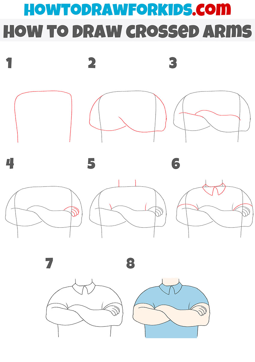 how to draw crossed arms step by step