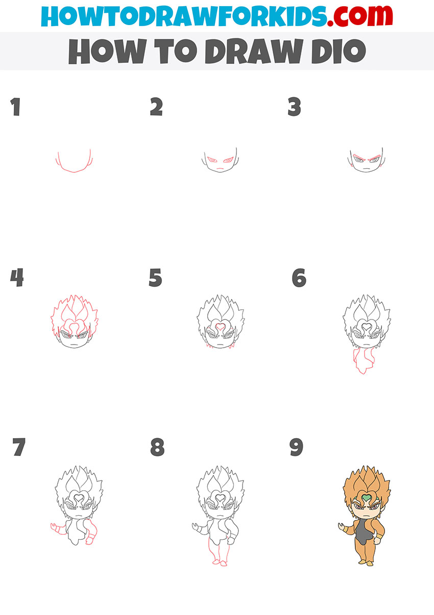 how to draw dio step by step