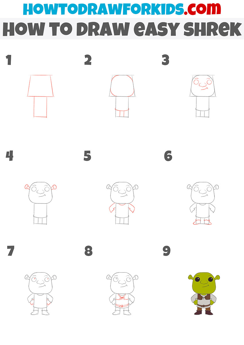 how to draw easy shrek step by step