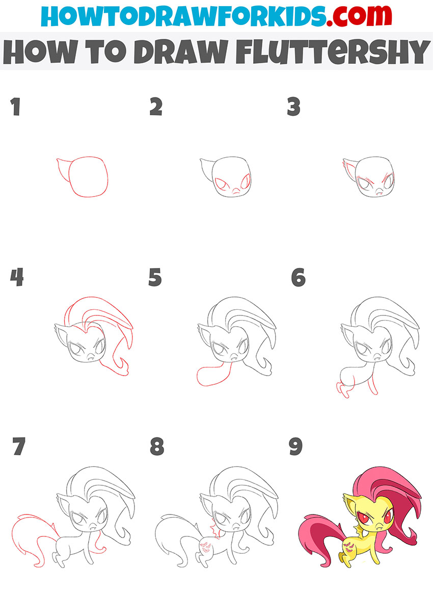 how to draw fluttershy step by step