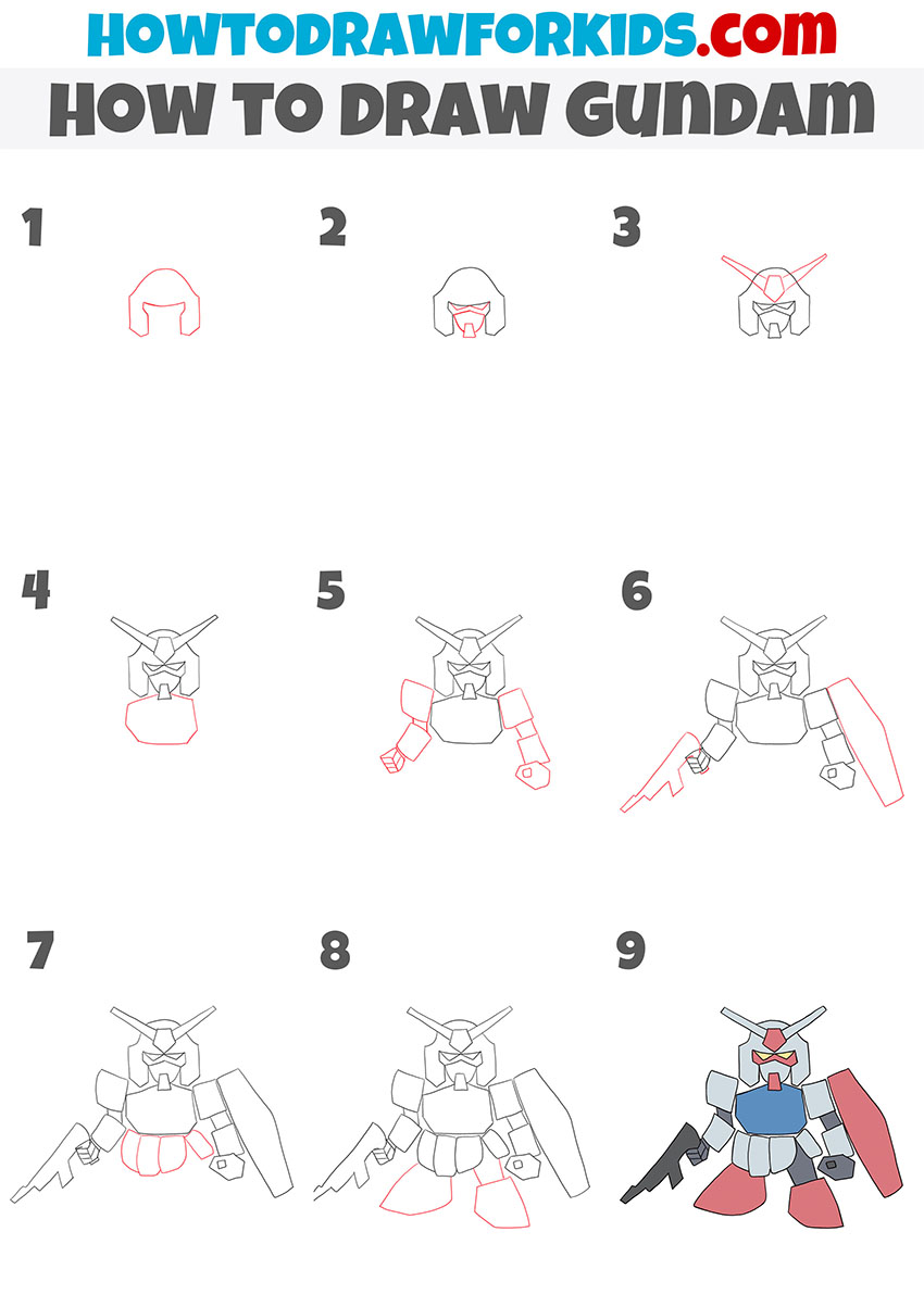 how to draw gundam step by step