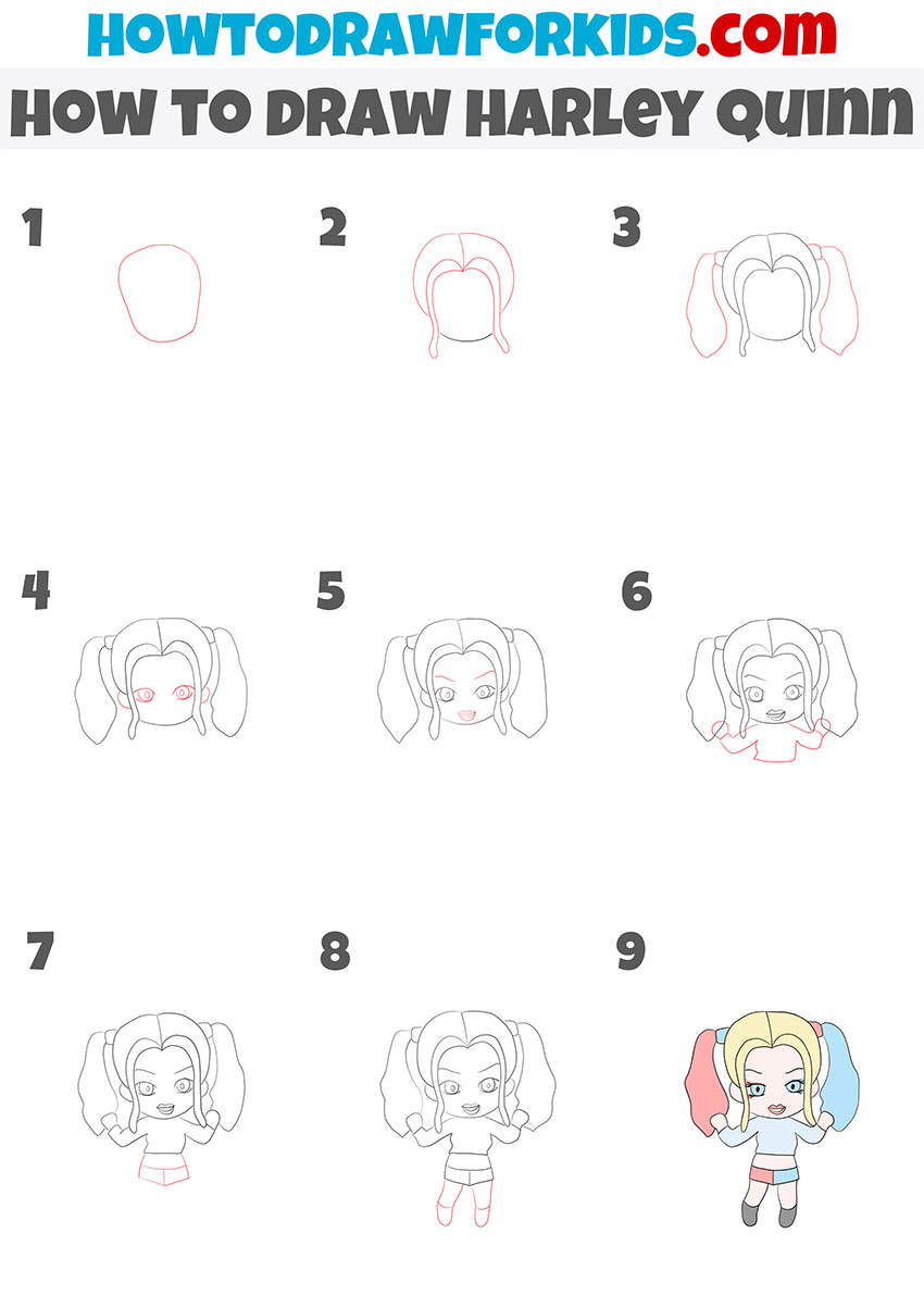 how to draw harley quinn step by step