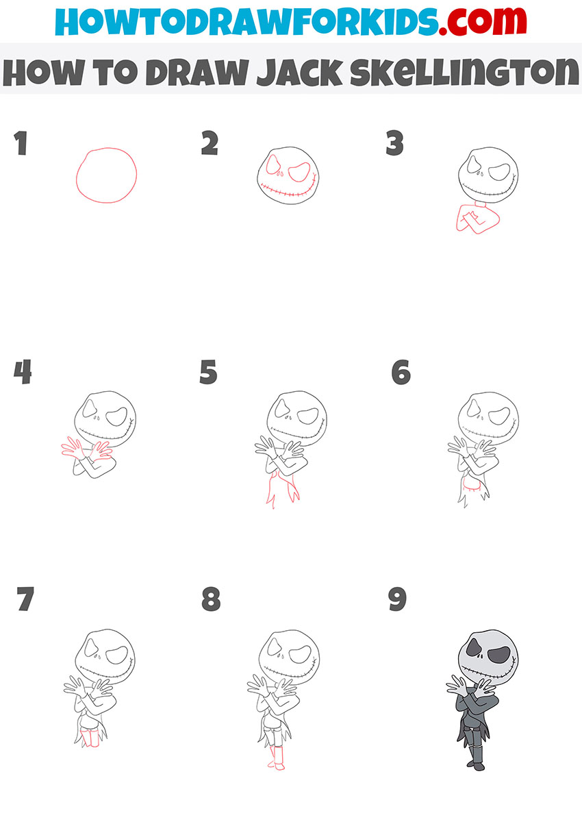 how to draw jack skellington step by step