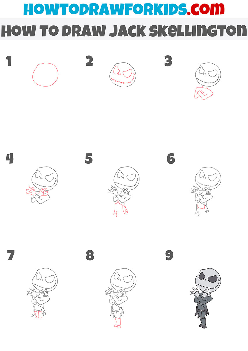 How to Draw Jack Skellington Easy Drawing Tutorial For Kids