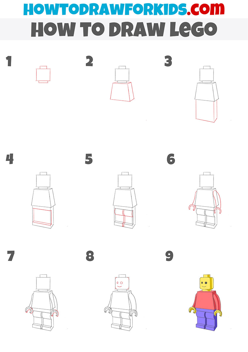 how to draw lego step by step