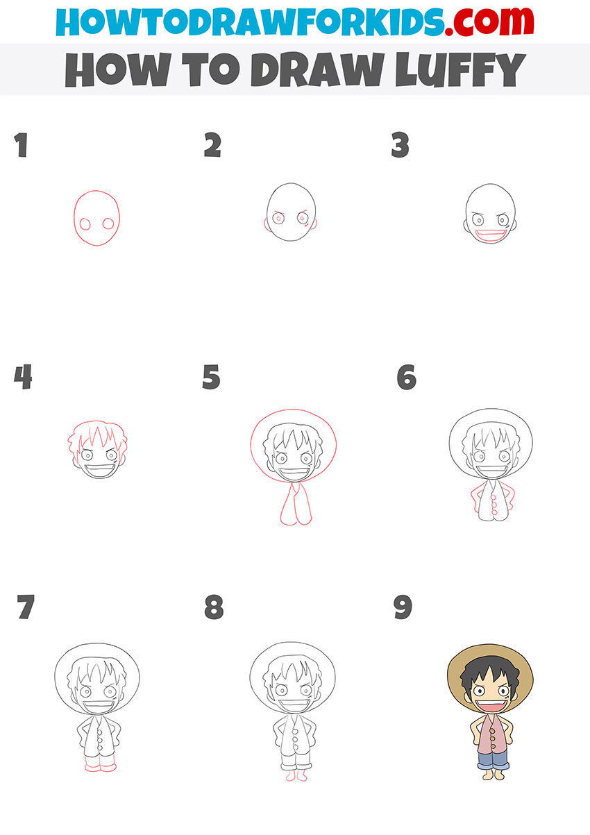 how to draw luffy step by step