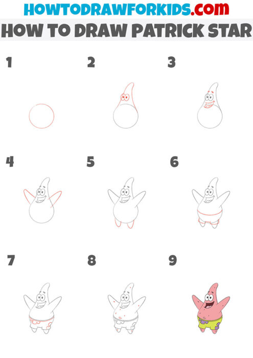 How to Draw Patrick Star - Easy Drawing Tutorial For Kids