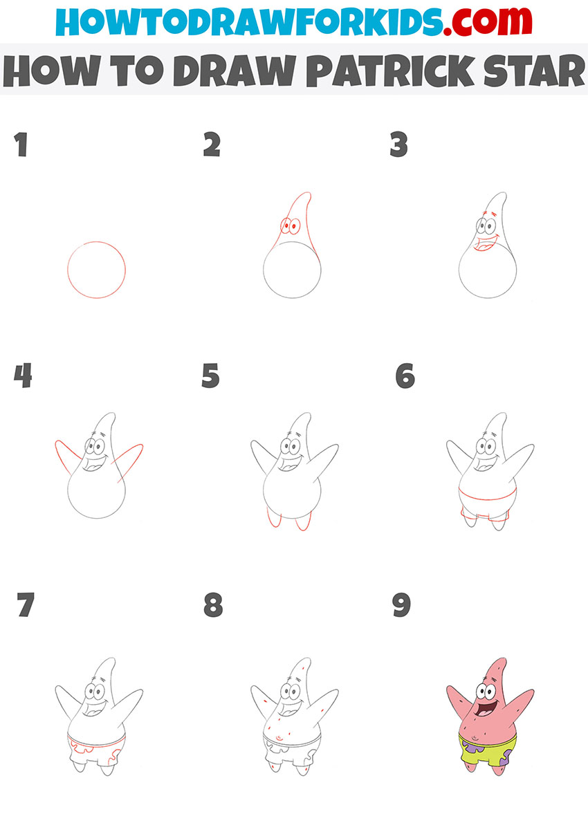 how to draw patrick star step by step