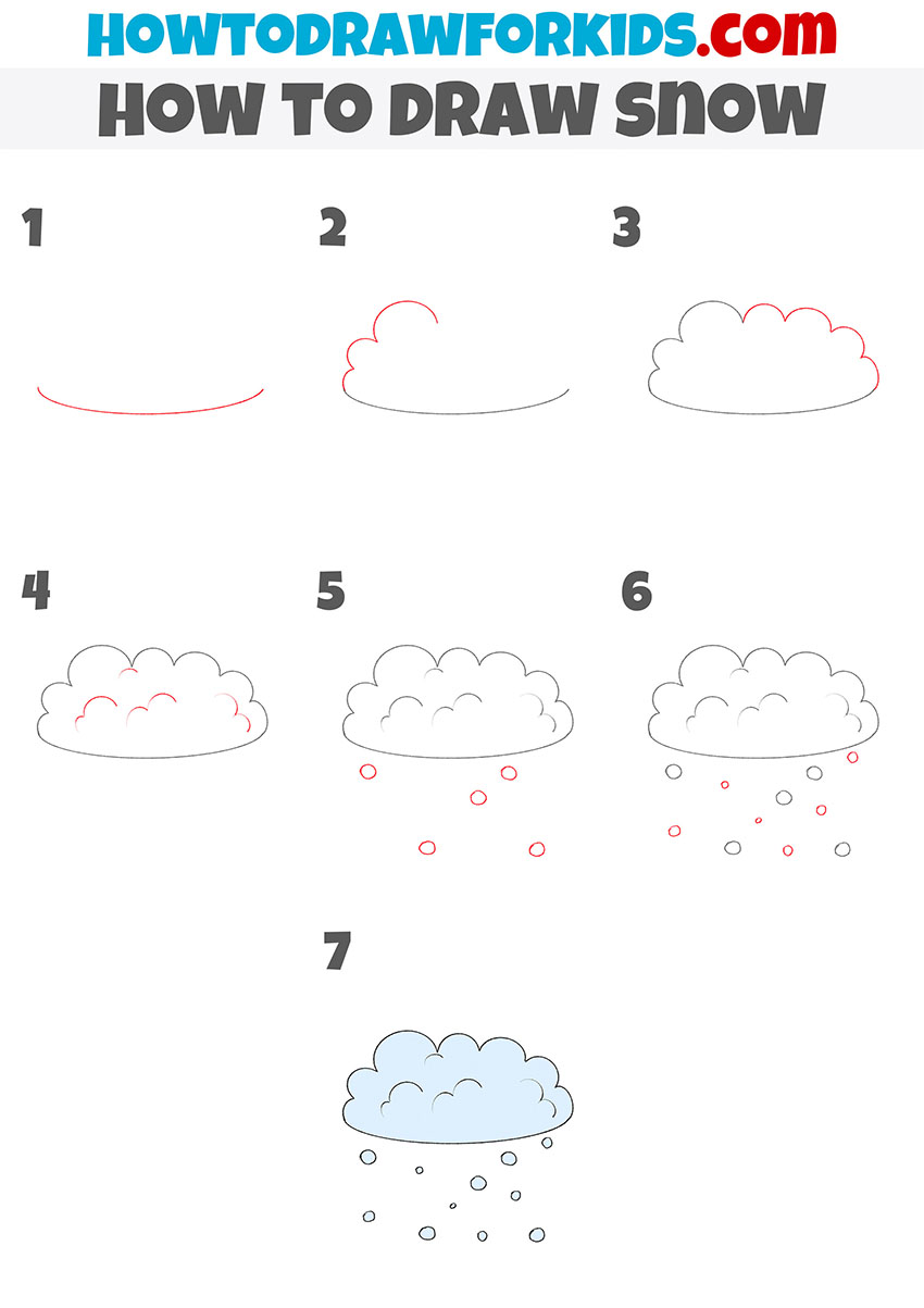 how to draw snow step by step