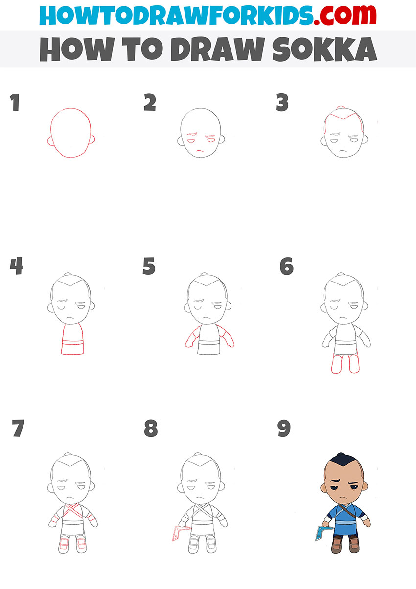 how to draw sokka step by step